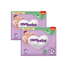 Canbebe Bebek Bezi Fırsat Paketi 4 Beden Maxi (7-14 Kg) 52 li x 2 Adet 2'li