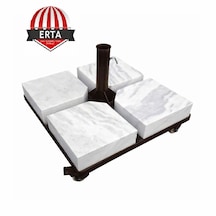 60 Cm X 60 Cm Mermerli Şemsiye Ayağı Altlığı Tekerlekli Stoplu Tüm Şemsiyelere Uyumludur Açık Kahverengi