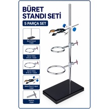 Büret Standı Seti Büret Standı 1 Adet + Demir Halka 8 Cm 1 Adet 10 Cm 1 Adet+ Balon Pensi 2 Ağızlı 1 Adet + Raptiye 1 Adet