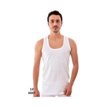 12 Adet 0101 Erkek Penye Atlet Beyaz Beyaz