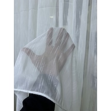 Şantuk Bambu Ağır Gramajlı 1/3 Sık Pileli Ütü İstemez Tül Perde Özel Seri Premium Şantuk Bambu Kırık Beyaz