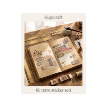 6 Sayfa Retro Sticker Seti Ajanda - Scrapbook - Journal - Planner - 927005947 Diğer