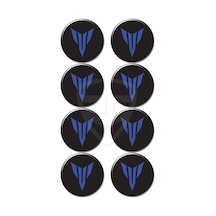 Yamaha Mt Logo 8'Li Koruma Takozu 3D Sticker Etiket Siyah Mavi