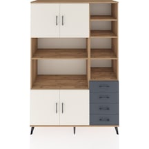 Hyperion Dolap 9 Raflı 4 Çekmeceli 4 Kapaklı 132x44x195 Çam-aytaşı/antrasit Aytası/antrasıt