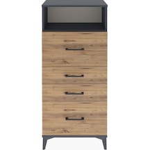 Arges Dolap Tek Raflı 4 Çekmeceli 60x30x134 Antrasit-çam Antrasit