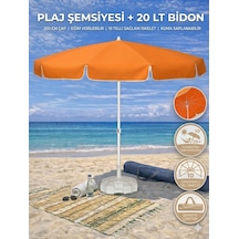 Plaj Şemsiyesi 20lt. Bidonlu Taşıma Çantası Hediyeli Turuncu