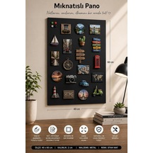 Tr Mıknatıslı Pano - Magnet Panosu - Siyah Ofis/çalışma Odası İçin Mıknatıs Hediyeli Metal Magnet Hatıra Pan