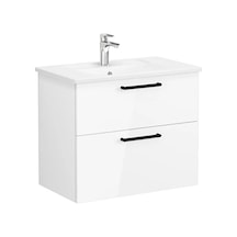 66306 VitrA Root Flat İki Çekmeceli Lavabo Dolabı, 80 Cm, Parlak Beyaz Köşeli Lavabo Dahil Diğer