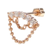 Sallantılı Sırataş Gümüş Tragus Pıercıng - Rose Bakır Beyaz