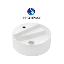 Seramiksan Livello Tezgah Üstü Yuvarlak Batarya Delikli Lavabo 42 CM
