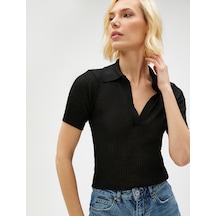 Koton Polo Yaka Triko Kazak Kısa Kollu Siyah 3sak90010ht 3SAK90010HT999 Siyah
