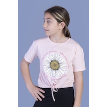 Toontoy Kids Toontoy Kız Çocuk Papatya Desenli Tişört Pudra
