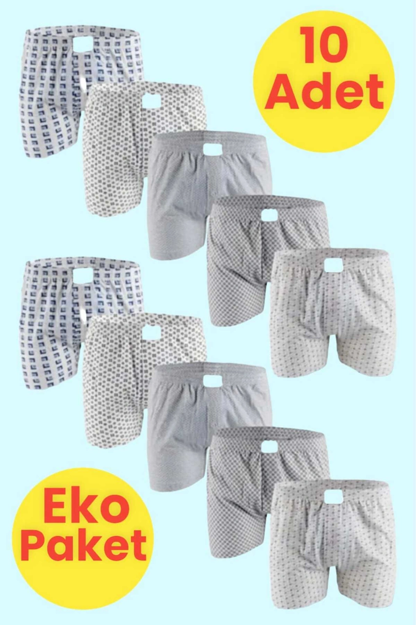 Tezzgelsin Erkek Eko Paket 10'lu Emprime Boxer Çok Renkli