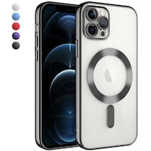 Iphone Uyumlu 12 Pro Max Kılıf Magsafe Özellikli Metal Lazer Silikon Kapak