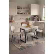 Vilinze Deniz Sandalye Biga Mdf Sabit Metal Ayak Mutfak Masası Takımı - 70x120 Cmbiga70120yr-sb-lkn01-siyah-deniz-skrem Sigmakrem