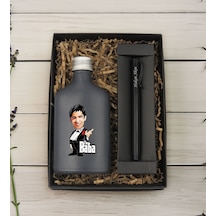 Bk Gift Kişiye Özel The Baba Karikatürlü Antrasit Tasarım Cam Şişede Kolonya 200 Ml & Siyah Metal Roller Kalem Hediye Seti-3, Babaya Hediye, Babalar G