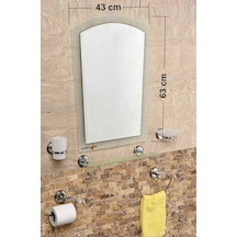 Çift Camlı 6 Parça Dev Büyük Banyo Wc Kafe Cafe Tuvalet Ayna Seti Gümüş