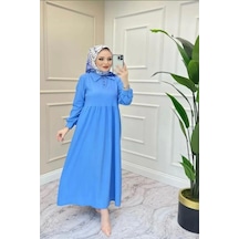Lovie Moda Kadın Polo Yaka Elbise Mavi
