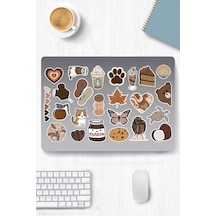 Brown Aesthetic Temalı Sticker Etiket Seti - Laptop Notebook Telefon Diğer