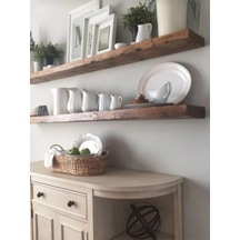 Dekoratif Doğal Ahşap 2 Li 230 X 15 X 4 Cm Gizli Aparatlı Raf Ahşap