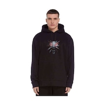 The Witcher Baskılı Siyah Erkek Örme Kapşonlu Sweatshirt (531015211)