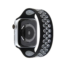 Newface Apple Watch 38mm Ayarlı Delikli Silikon Kordon - Siyah-gri