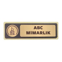 Mdf Kapı İsimliği 18.5x6 Cm - Sarı Metalli