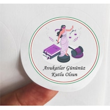 48 Adet 4 Cm Avukatlar Gününüz Kutlu Olsun Mat Baskılı Etiket Sticker -5
