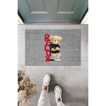 Rugmood Modern Dijital Baskı Paspas - Ayıcık Relax - Kapı Önü Paspası 70x45cm Gri