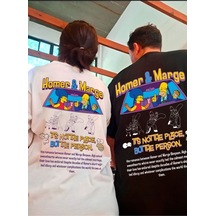 Startmore Siyah İkili Sevgili Çift Kombin Kadın Ve Erkek Takım T-shirt Simpsons