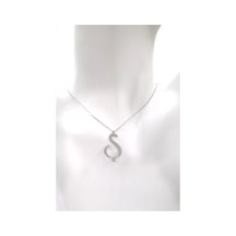 Omar Silver Kadın Büyük Boy Ş Harf Kolye Zirkon Taşlı Gümüş Harfl
