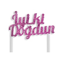 Pasta Süsü Evadan Simli Iyiki Doğdun Çubuklu Mor N11.2048