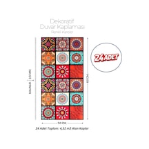 30x60 Cm Kendinden Yapışkanlı Duvar,banyo,tezgah Arası Kaplama Çok Renkli-24 Adet 9-2-30-24