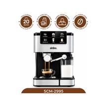 Siyah - Krom Espresso Kahve Makinesi 6 Farklı Kahve 1.5lt Su Hazne - 500ml Süt Hazne 1350w Scm-2995 Bx40 0.5mm Kenar Kalınlığı