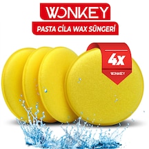 Wonkey - Oto Pasta Cila Wax Pedi Süngeri , Araba Ve Torpido Parlatma Ve Temizleme Aplikatörü , Polisaj Süngeri, Deri Koltuk Parlatma , Araç Boya Parlatma Ve Wax Uygulama Pedi 4 Adet