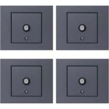 Grano Metalik Füme Tv Prizi F Tip 4'lü Paket Çerçeve Dahil