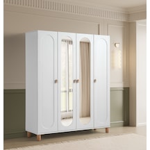 Pema Home Masal %100 Mdf Membran 4 Kapaklı Dolap Gardırop Beyaz