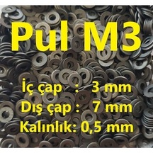 M3 Pul - İç Çap:3mm-dış Çap:7mm-kalınlık:0,5mm - 35 Adet