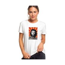 Che Guevara Red Yellow Baskılı Beyaz Kadın Tshirt