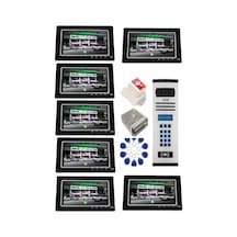 7 Daire Nts 2015-s 7'' Görüntülü Diafon Siyah-8004 Tuş Takımlı Şifreli+geçişli Zil Panelli Set