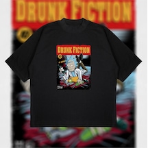 Tarzsokak Drunk Fiction Oversize Unisex Pamuklu Nefes Alan Kalın Kumaşlı Siyah