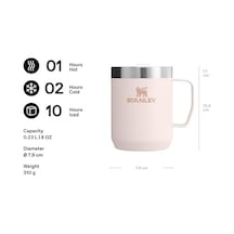 Legendary Camp Mug Paslanmaz Çelik Termos Bardak, Pembe Kuvars Rose Quartz , 0.23 Litre Açık Beyaz