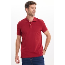 Tudors Erkek Slim Fit Dar Kesim Premium Seri %100 Pamuk Yumuşak Dokulu Merserize Bordo Polo Yaka Tişört-50940