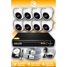 Elitcam 8 Kameralı Dome 8 İç Kamera Set 1 TB HDD Full HD Gece Görüşlü Güvenlik Kamerası Sistemi