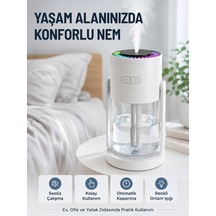 Sessiz Ha Nemlendirici Renkli Gece Işıklı Otomatik Kapanma Özellikli Nemlendirme Cihazı