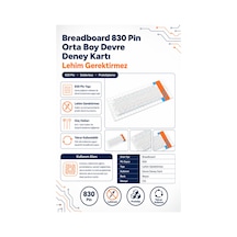 Breadboard 830 Pin Orta Boy Devre Deney Kartı Lehim Gerektirmez