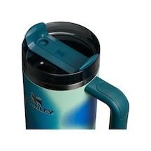 Quencher Pipetli Termos Bardak, 0.89 Litre, Turkuaz Desenli Coastal Teal Açık Beyaz