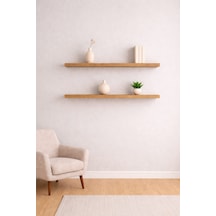 Yankı-byeg 90 Cm 2li Safir Meşe Mdf Uçan Duvar Rafı Gizli Bağlantı Kitaplık Safir Meşe