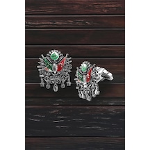 Gümüş Osmanlı Devlet Armalı Kol Düğmesi -5706 Gümüş