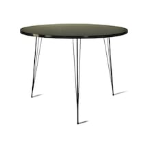 Pasific Home Sandalf Metal Ayaklı Yuvarlak Mutfak Masası Siyah Mermer